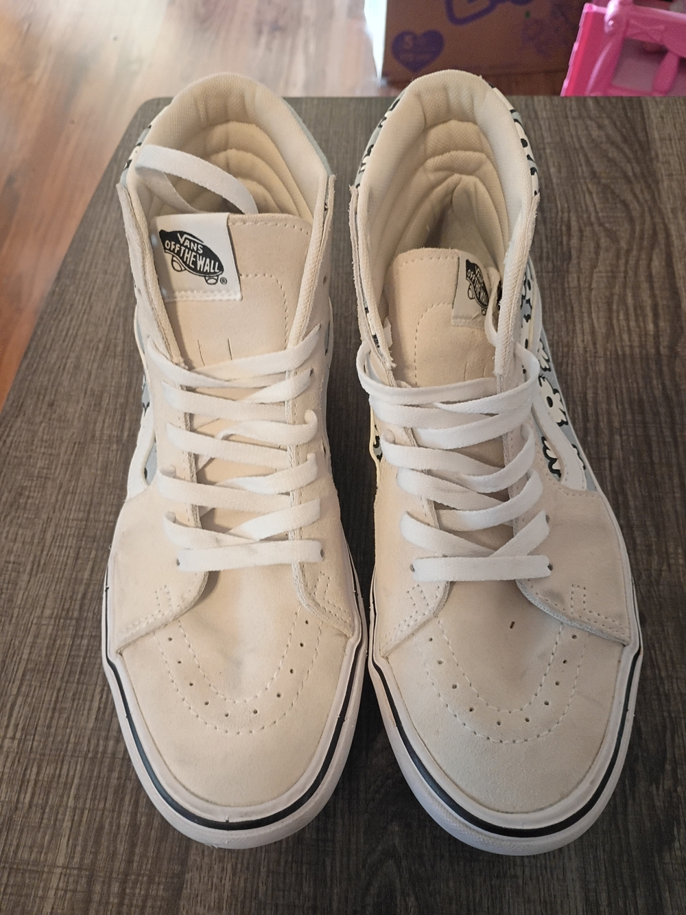 Vans High Top Sneakers in Cream and White with Checker Accent